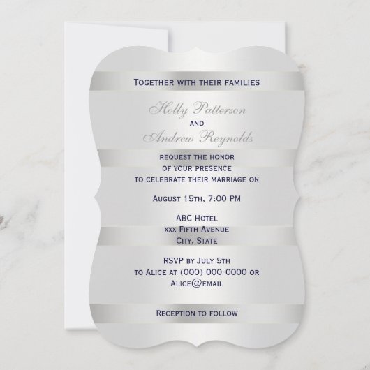 Nautical Blue Anchor Silver Wt BG V Wedding Kaart (Achterkant)