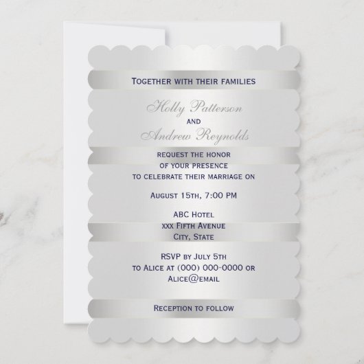 Nautical Blue Anchor Silver Wt BG V Wedding T Kaart (Achterkant)