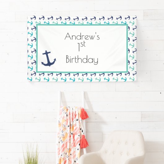 Nautical Blue Anchor Spandoek (Insitu)