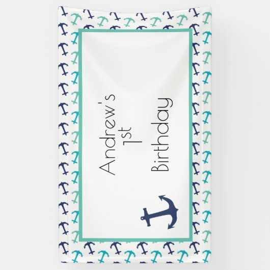 Nautical Blue Anchor Spandoek (Verticaal)