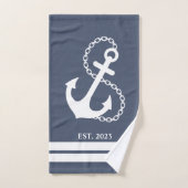Nautical Blue Anchor & Stripes Bad Handdoek (Handdoek)