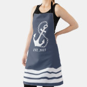 Nautical Blue Anchor & Stripes Schort (Insitu)