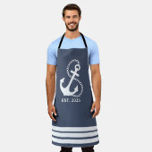 Nautical Blue Anchor & Stripes Schort (Gedragen)