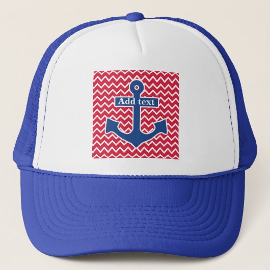 Nautical Blue Anchor Trucker Hat Trucker Pet (Voorkant)