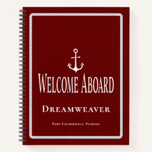 Nautical Blue Anchor Welcome Aboard Book Boat Name Notitieboek
