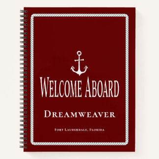 Nautical Blue Anchor Welcome Aboard Book Boat Name Notitieboek