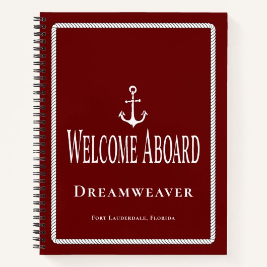 Nautical Blue Anchor Welcome Aboard Book Boat Name Notitieboek (Voorkant)
