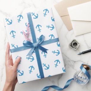 Nautical Blue Anchor Zee Party Cadeaupapier