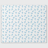 Nautical Blue Anchor Zee Party Cadeaupapier (Vlak)