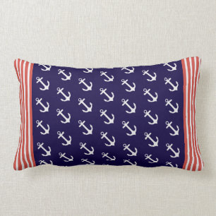 Nautical Blue Anchors Stripes Sierkussen Kussen