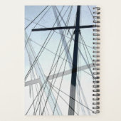 Nautical Blue and Black Sailboat Masts Abstract Planner (Achterkant)