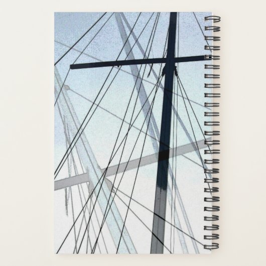 Nautical Blue and Black Sailboat Masts Abstract Planner (Achterkant)