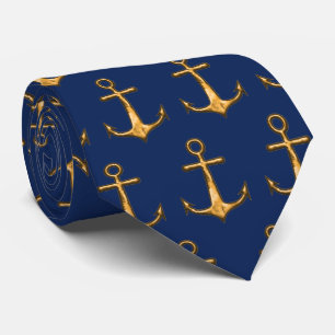 Nautical Blue and Gold Anchors Stropdas