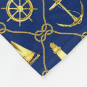Nautical Blue and Gold Rope Anchor Lighthouse Fleece Deken (Hoek)
