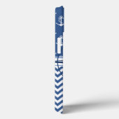 Nautical Blue and White Anchor and Chevron Pattern Case-Mate iPhone Case (Achterkant / Rechts)