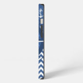 Nautical Blue and White Anchor and Chevron Pattern iPhone Hoesje (Linkerkant)