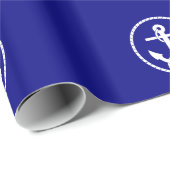 Nautical Blue and White Anchor met Rope Cadeaupapier (Rol Hoek)