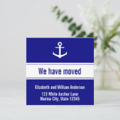 Nautical Blue and White Anchor Moving Notice Aankondiging (Staand voorkant)