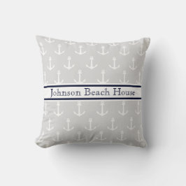 Nautical Blue and White Anchor Pattern Name Kussen