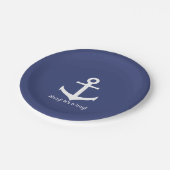 Nautical Blue and White Boy Baby shower Papieren Bordje (Gekanteld)