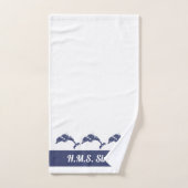 Nautical Blue and White Dolphins Yacht Deck Bad Handdoek (Handdoek)