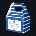 Nautical Blue and White Hangover Relief Kit Favor Bedankdoosjes<br><div class="desc">Perfect klassieke nautische koninklijke blauwe en witte zuiger gestreepte hangover relief-doos die aanpasbaar is.</div>