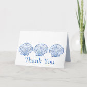 Nautical Blue and White Scallop Seashell Bedankkaart (Voorkant)