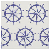 Nautical Blue and White Ship Wheel Stof (Swatch)