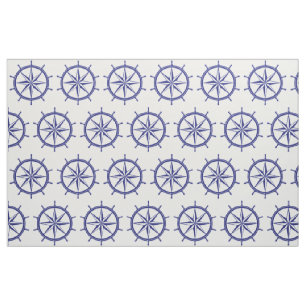 Nautical Blue and White Ship Wheel Stof