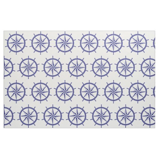 Nautical Blue and White Ship Wheel Stof (Fat Quarter)
