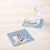 Nautical Blue and White Strip Paper Onderzetters (Insitu)