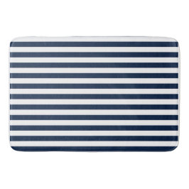 Nautical Blue and White Stripe Bath Mat Rug