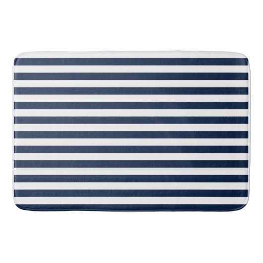 Nautical Blue and White Stripe Bath Mat Rug (Voorkant)