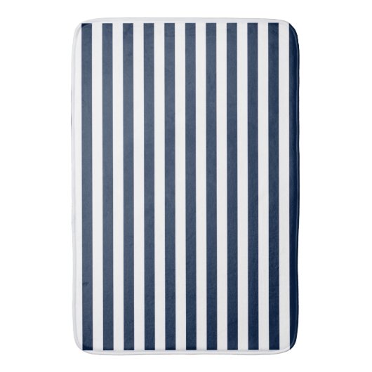 Nautical Blue and White Stripe Bath Mat Rug (Voorkant Verticaal)