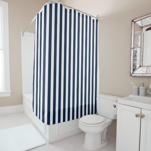 Nautical Blue and White Stripe Bath Shower Curtain Douchegordijn (In situ)