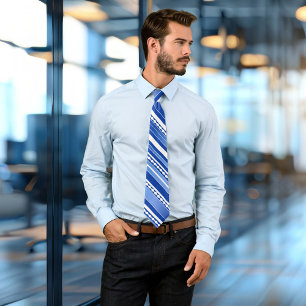 Nautical Blue and White Striped Stropdas