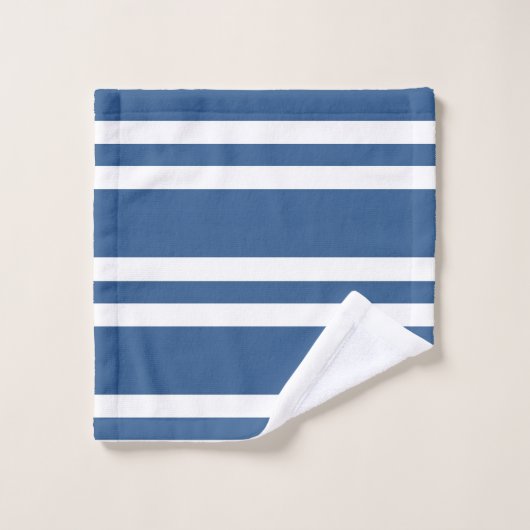 Nautical Blue and White Stripes Bad Handdoek (Wasdoekje)