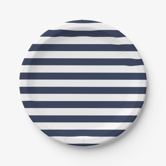 Nautical Blue and White Stripes Wedding / Party Papieren Bordje (Voorkant)