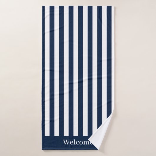 Nautical Blue and White Welcome Bath Towel Badhanddoek (Badhanddoek)