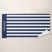 Nautical Blue and White Welcome Bath Towel Badhanddoek (Badhanddoek)