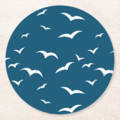 Nautical Blue and White Zee Bird Patterated Ronde Kartonnen Onderzetter (Voorkant)