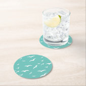 Nautical Blue and White Zee Bird Patterated Ronde Kartonnen Onderzetter (Insitu)