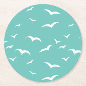 Nautical Blue and White Zee Bird Patterated Ronde Kartonnen Onderzetter (Voorkant)