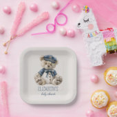 Nautical Blue Baby Bear Baby Shower Papieren Bordje (Feest)