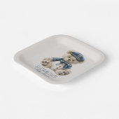 Nautical Blue Baby Bear Baby Shower Papieren Bordje (Gebogen)