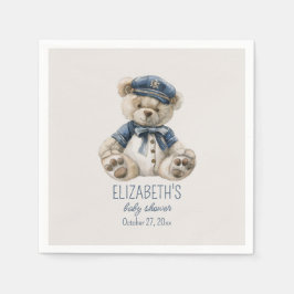 Nautical Blue Baby Bear Baby Shower Servet