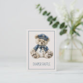 Nautical Blue Baby Bear Diaper Raffle Informatiekaartje (Staand voorkant)
