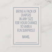 Nautical Blue Baby Bear Diaper Raffle Informatiekaartje (Achterkant)