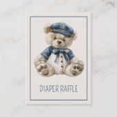 Nautical Blue Baby Bear Diaper Raffle Informatiekaartje (Voorkant)