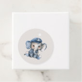 Nautical Blue Baby Elephant Baby shower Bedankjes Labels (In situ)